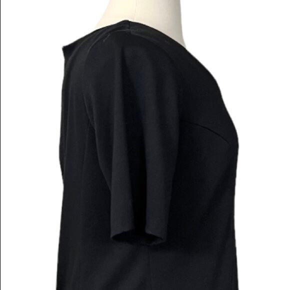 Merona Shift Dress Short Sleeves Ponte Knit Gold Zipper Front Black Size XXL - Picture 7 of 10